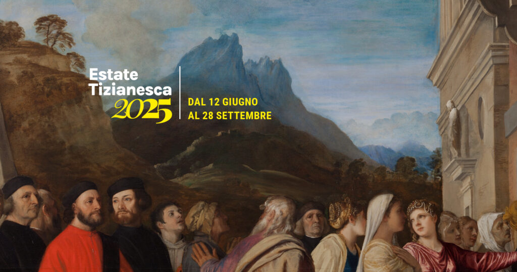 Copertina Estate Tizianesca. Paesaggio e persone con logo e date manifestazione